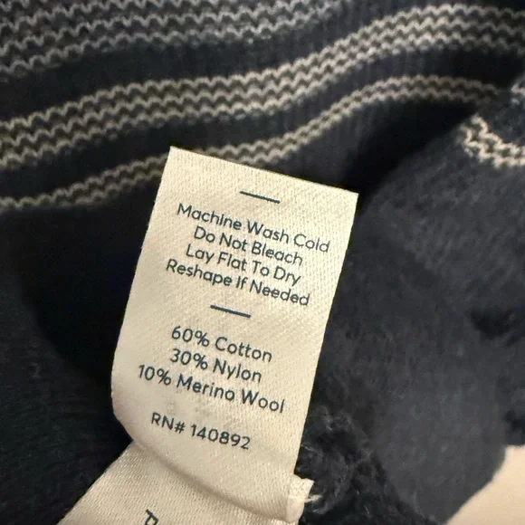 Marine Layer NWT Liam Sweater Polo in Navy Neutral Stripe - Picture 7 of 8